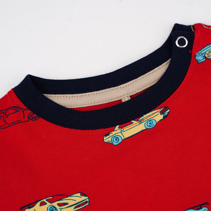 Poney Baby Boys Red Super Cars Short Sleeve Tee