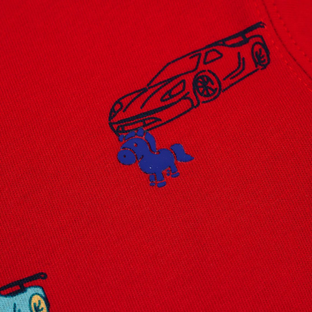 Poney Baby Boys Red Super Cars Short Sleeve Tee