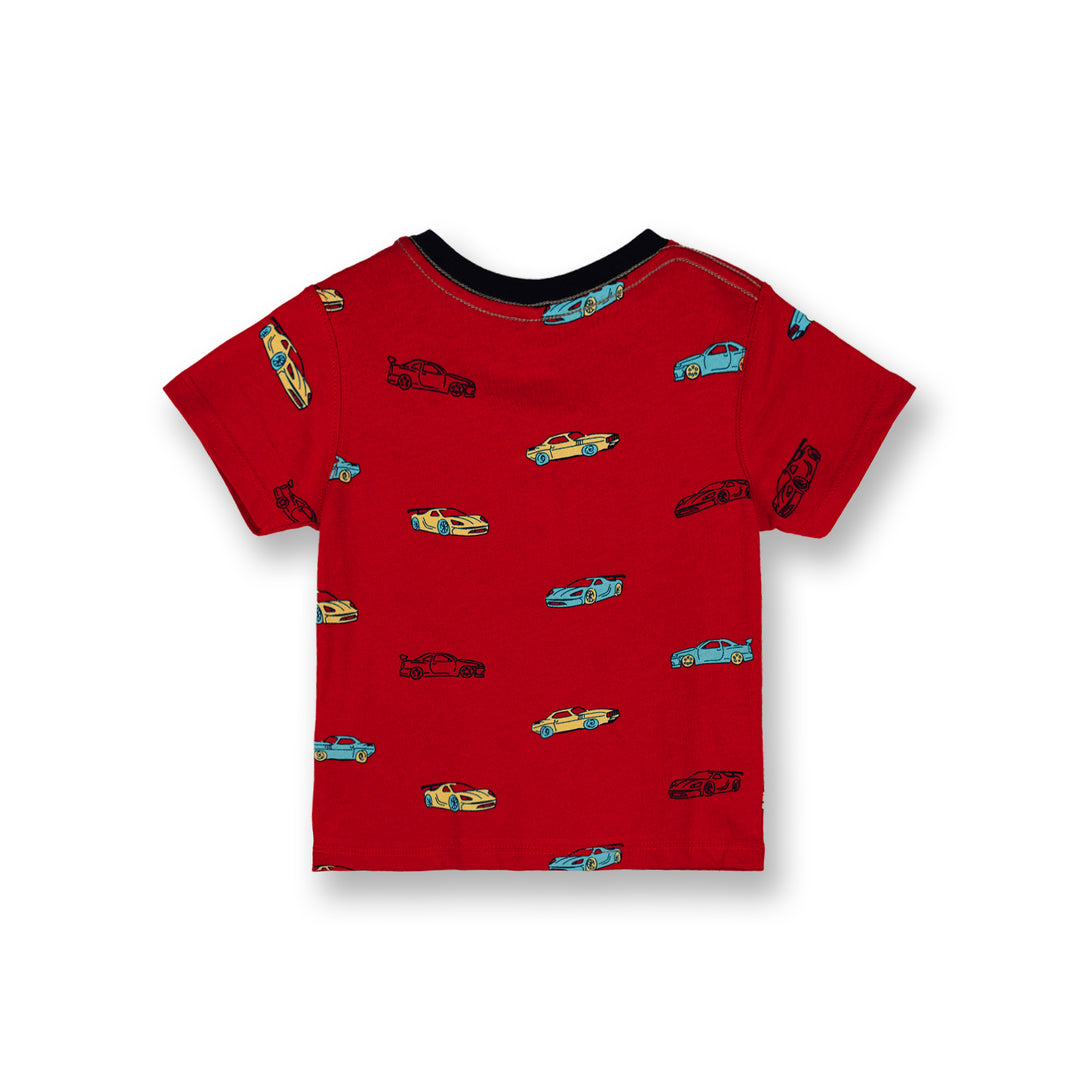 Poney Baby Boys Red Super Cars Short Sleeve Tee