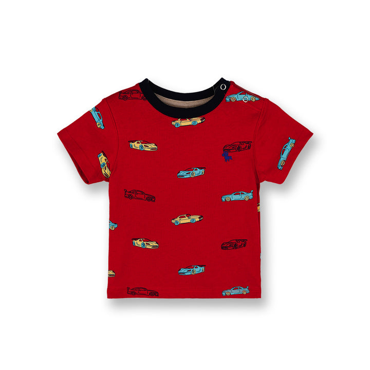 Poney Baby Boys Red Super Cars Short Sleeve Tee