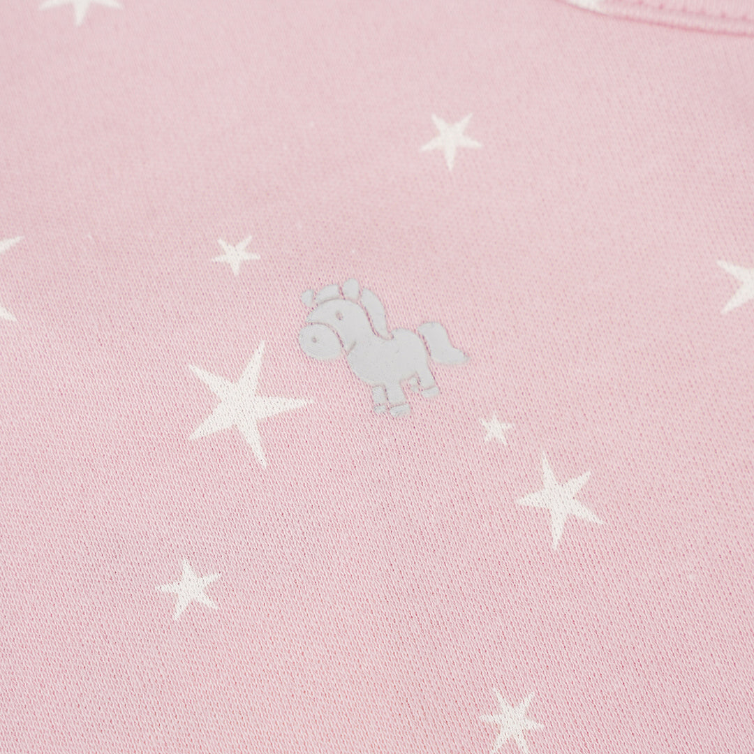 Poney Baby Girls Pink Starry White Spaghetti Top