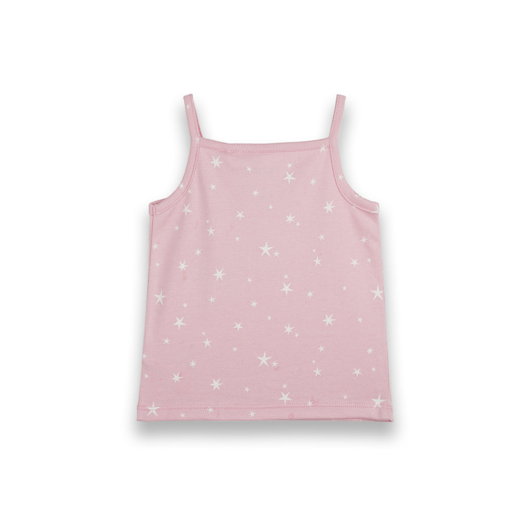 Poney Baby Girls Pink Starry White Spaghetti Top