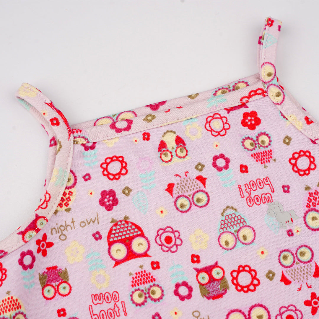 Poney Baby Girls Light Pink Owl Friends Spaghetti Top