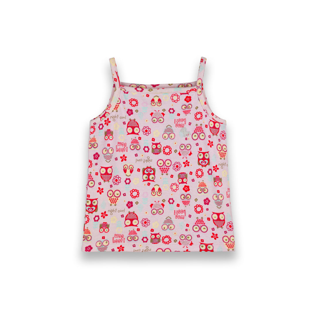 Poney Baby Girls Light Pink Owl Friends Spaghetti Top