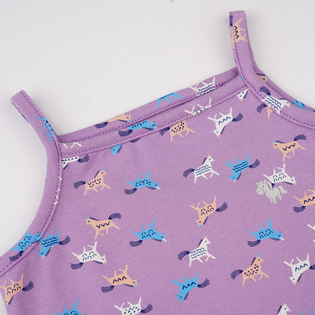 Poney Baby Girls Purple Unicorn Friends Spaghetti Top