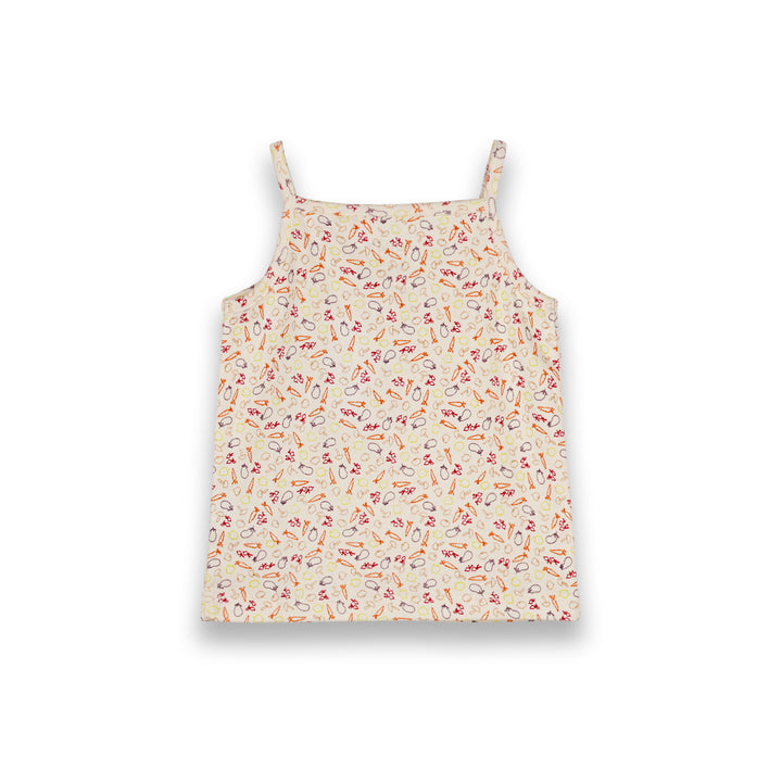 Poney Baby Girls Cream Vegetables Spaghetti Top