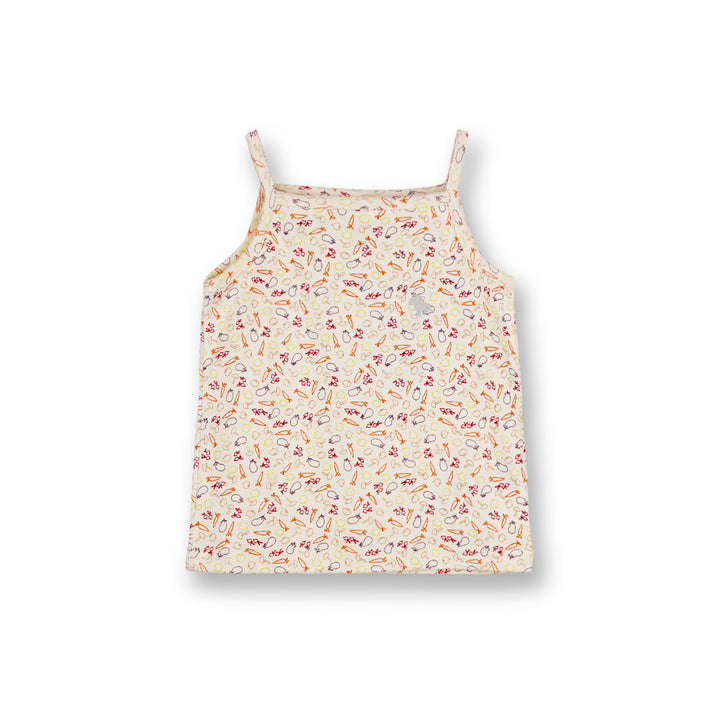Poney Baby Girls Cream Vegetables Spaghetti Top