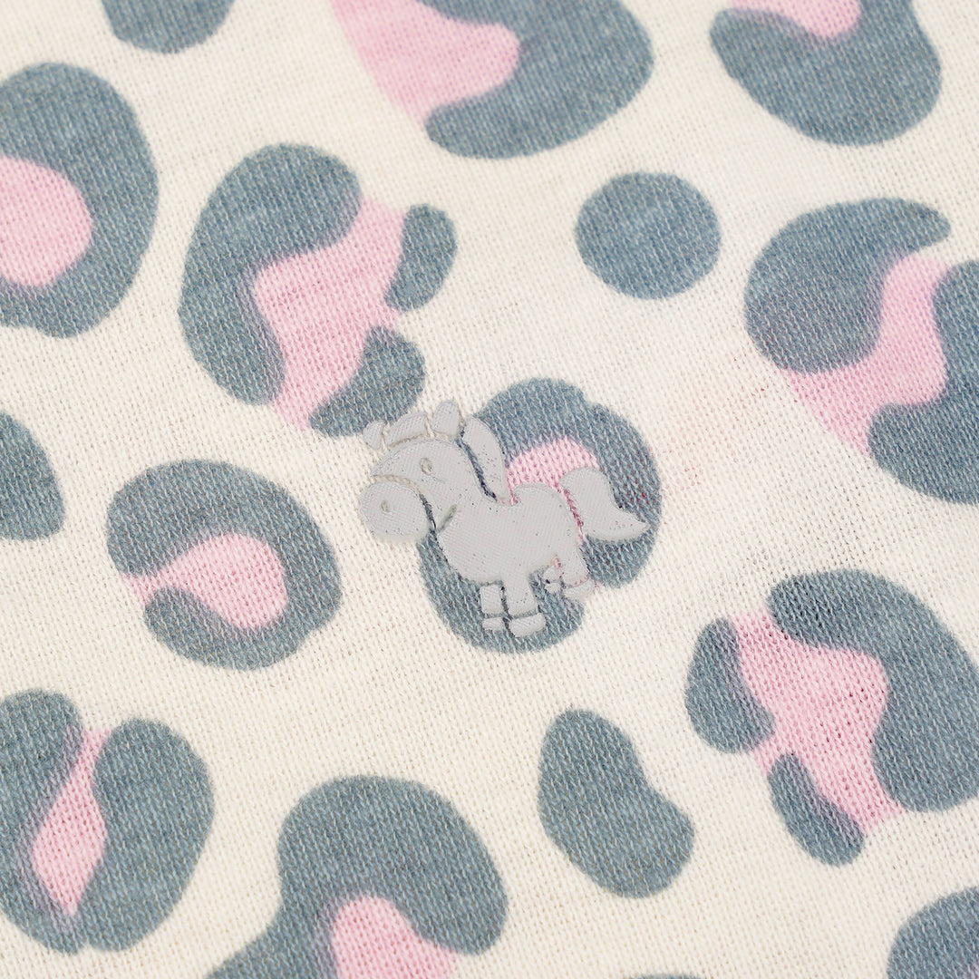Poney Baby Girls White Leopard Pink Spaghetti Top
