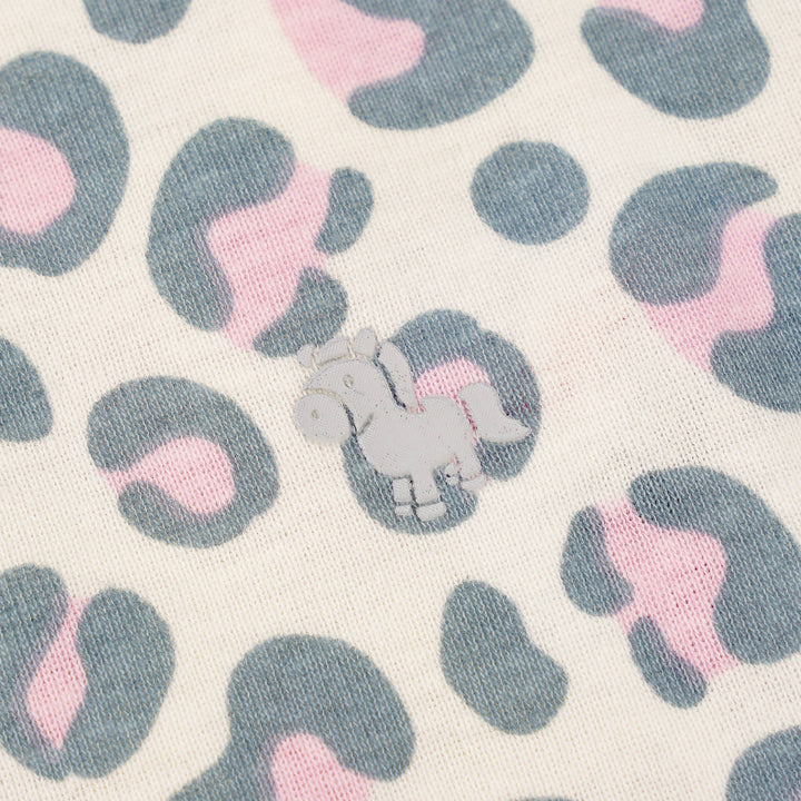 Poney Baby Girls White Leopard Pink Spaghetti Top