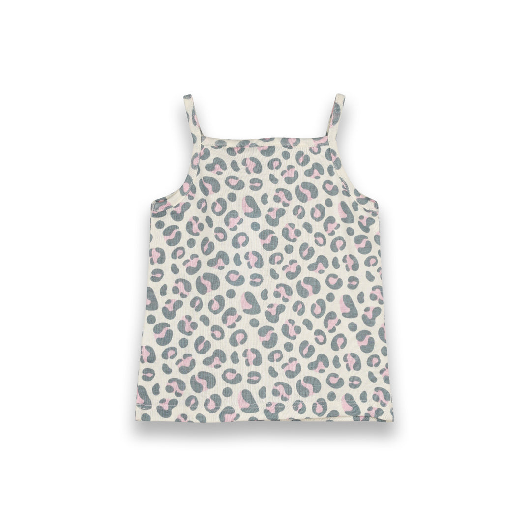 Poney Baby Girls White Leopard Pink Spaghetti Top