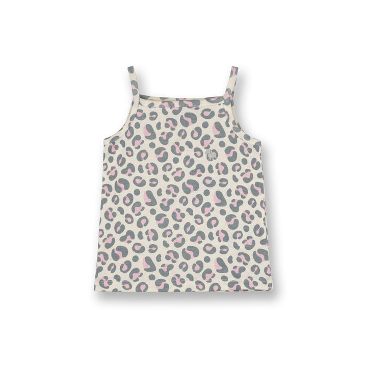 Poney Baby Girls White Leopard Pink Spaghetti Top