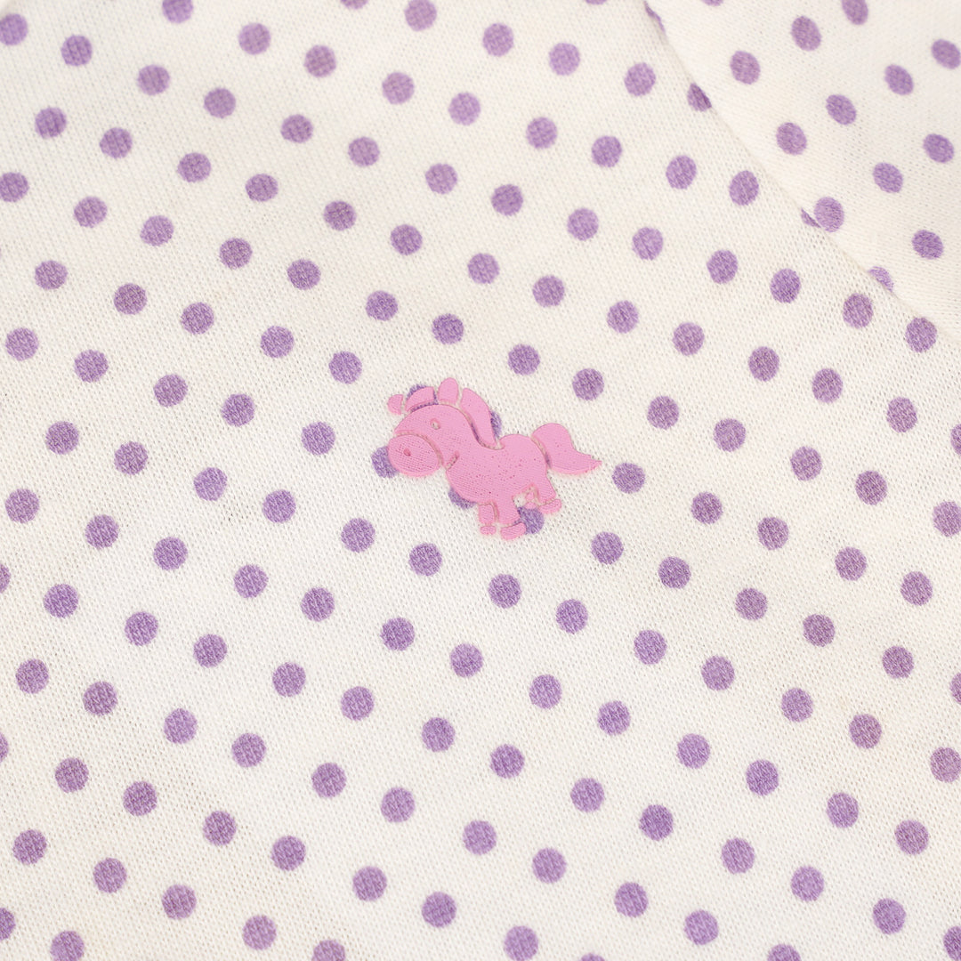 Poney Baby Girls White Violet Polka Short Sleeve Tee