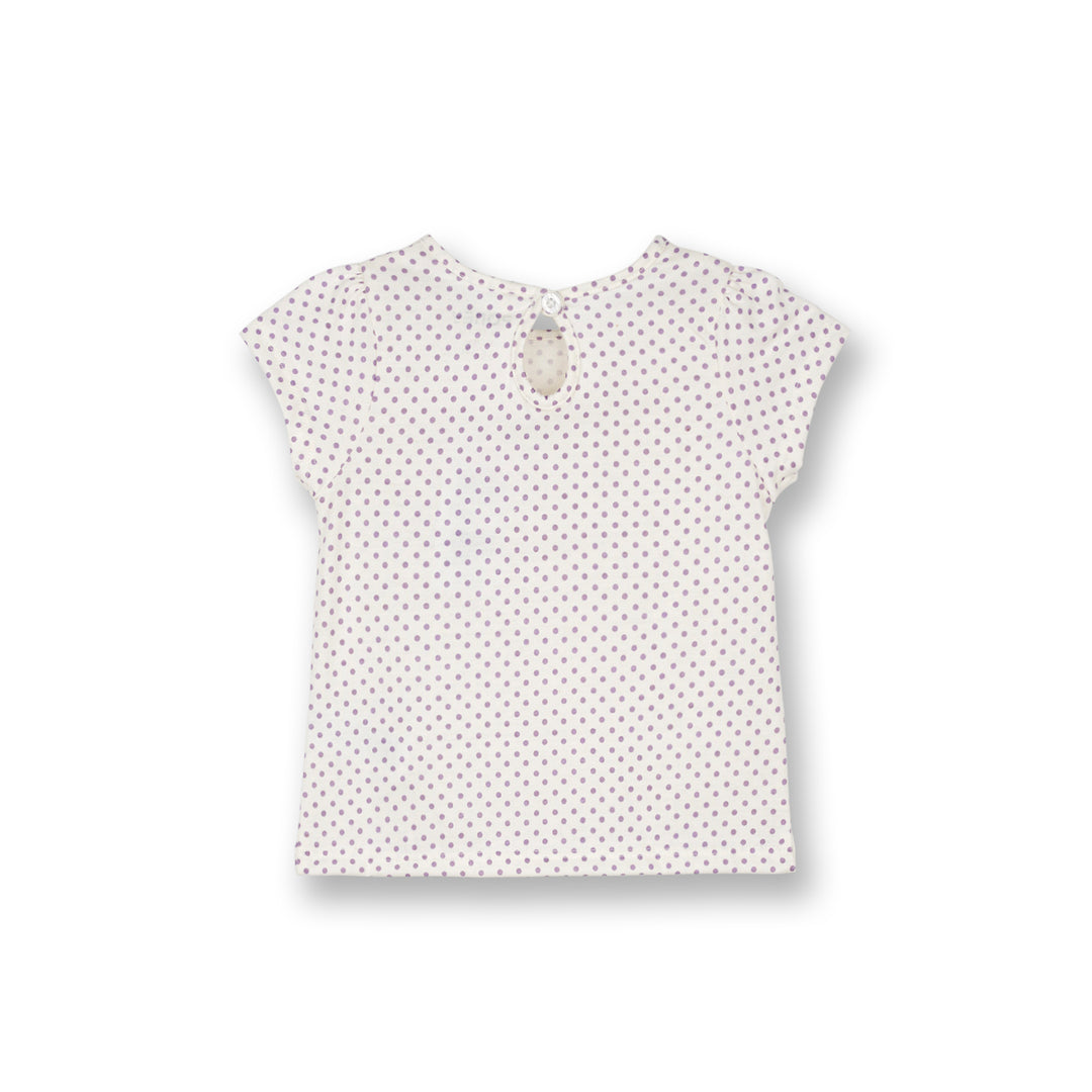 Poney Baby Girls White Violet Polka Short Sleeve Tee