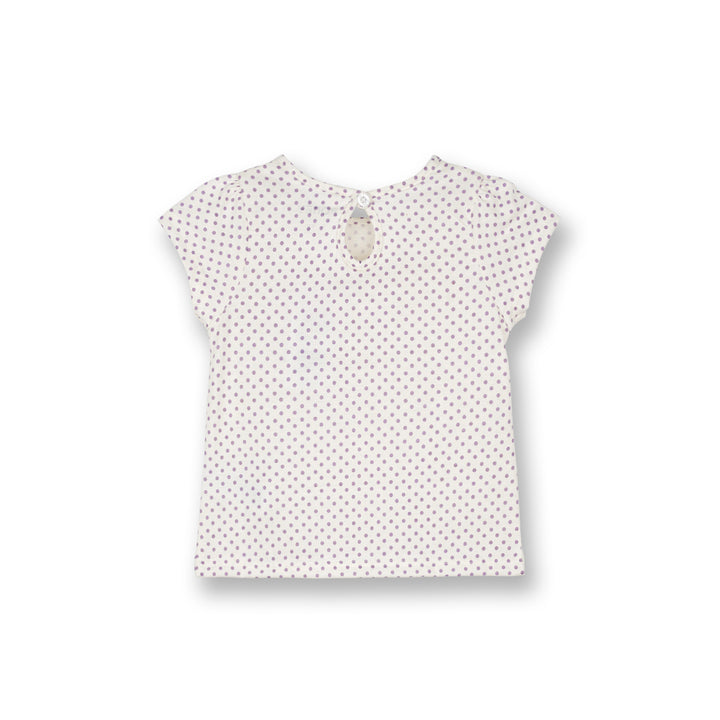 Poney Baby Girls White Violet Polka Short Sleeve Tee