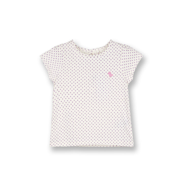 Poney Baby Girls White Violet Polka Short Sleeve Tee