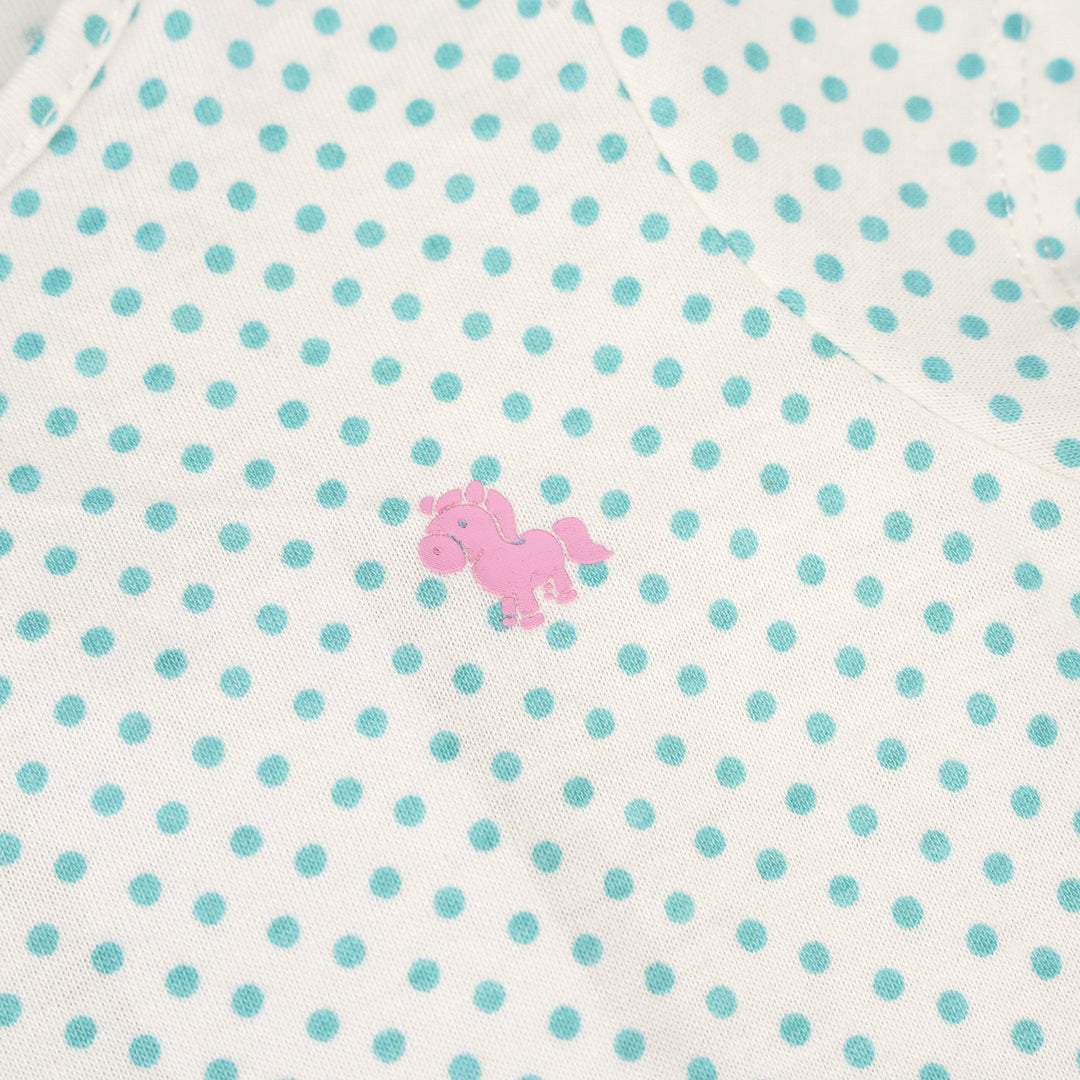 Poney Baby Girls White Blue Breeze Polka Short Sleeve Tee