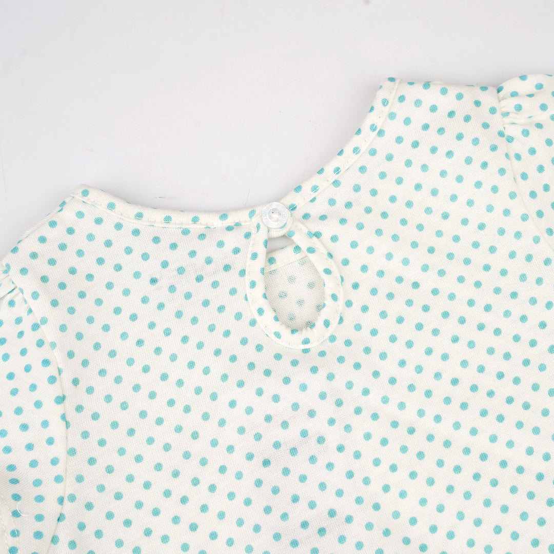 Poney Baby Girls White Blue Breeze Polka Short Sleeve Tee