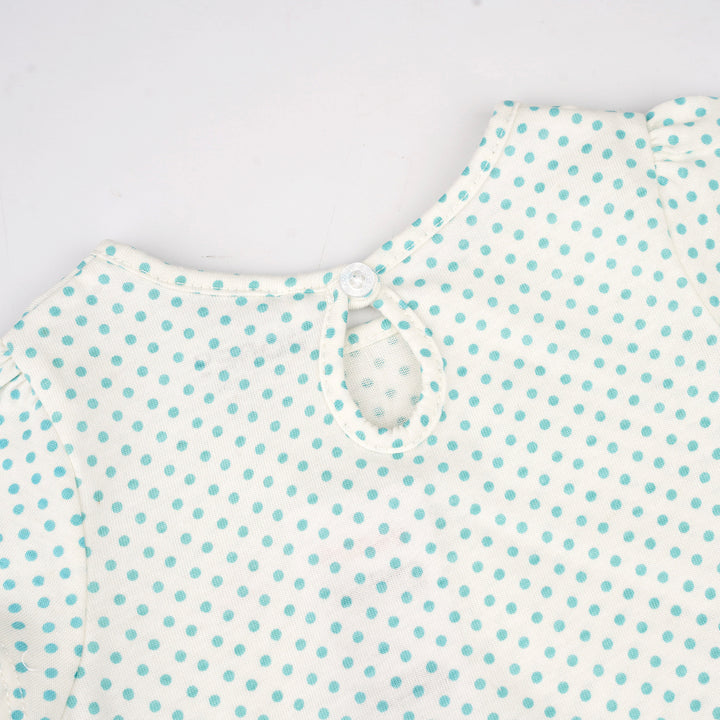 Poney Baby Girls White Blue Breeze Polka Short Sleeve Tee
