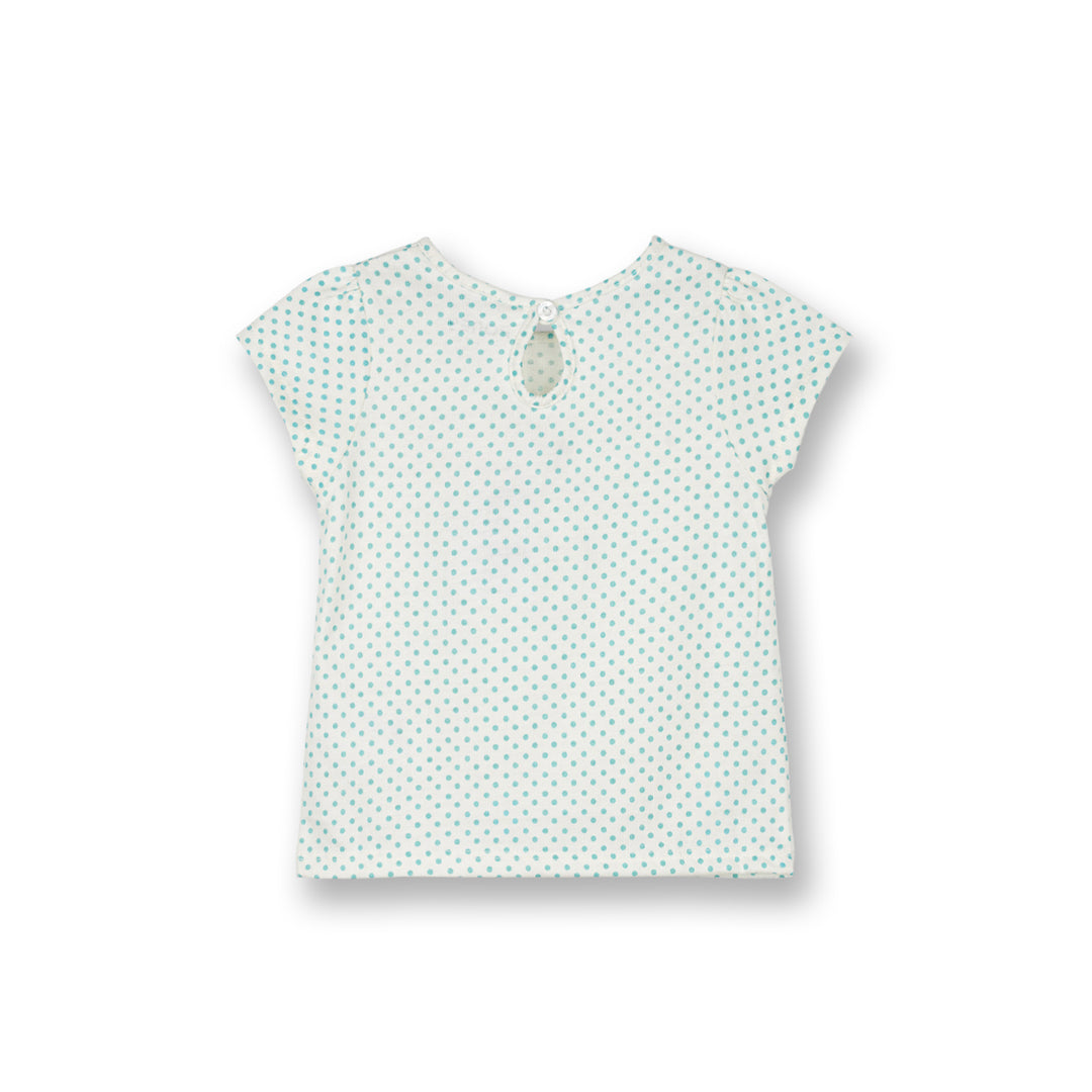 Poney Baby Girls White Blue Breeze Polka Short Sleeve Tee