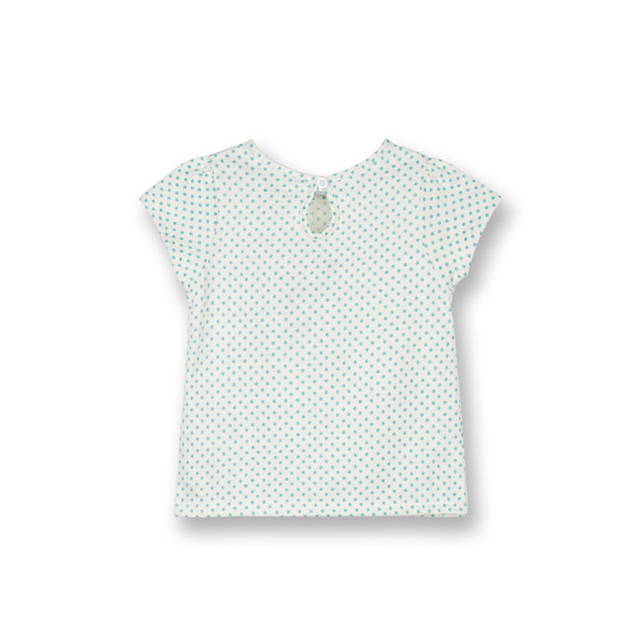 Poney Baby Girls White Blue Breeze Polka Short Sleeve Tee