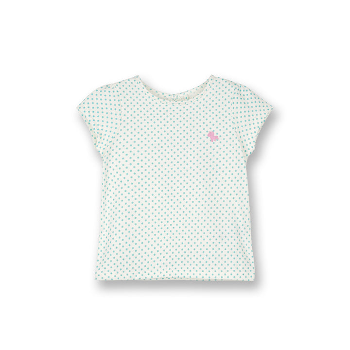 Poney Baby Girls White Blue Breeze Polka Short Sleeve Tee