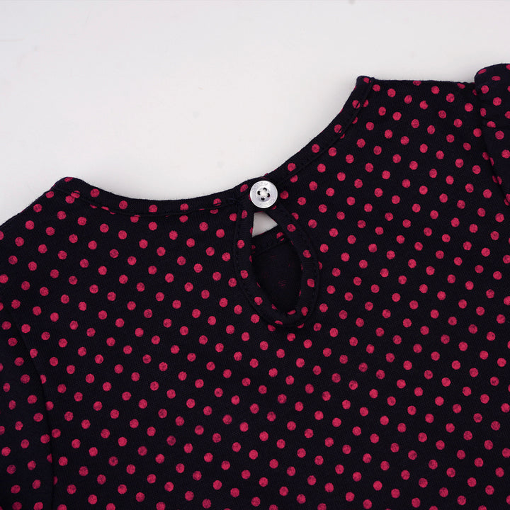 Poney Baby Girls Black Midnight Polka Short Sleeve Tee