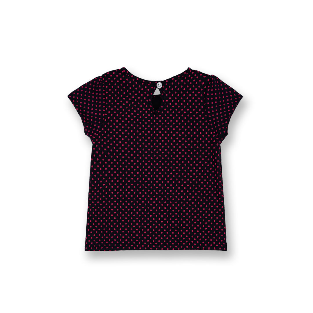 Poney Baby Girls Black Midnight Polka Short Sleeve Tee