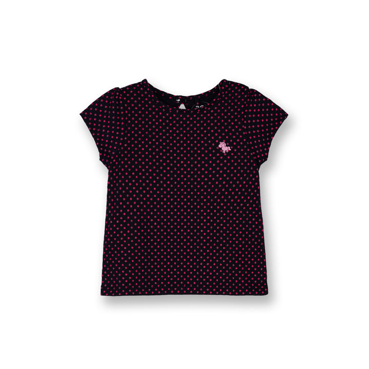 Poney Baby Girls Black Midnight Polka Short Sleeve Tee