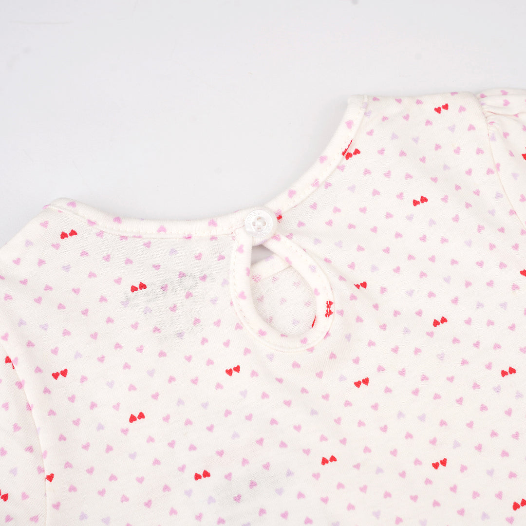 Poney Baby Girls White Claret Love Short Sleeve Tee