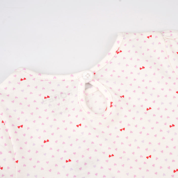 Poney Baby Girls White Claret Love Short Sleeve Tee