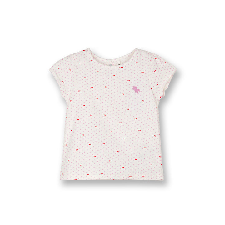 Poney Baby Girls White Claret Love Short Sleeve Tee