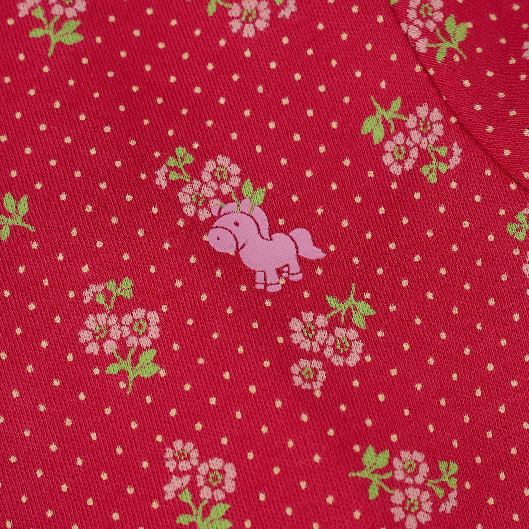 Poney Baby Girls Fuchsia Pink Floresence Short Sleeve Tee