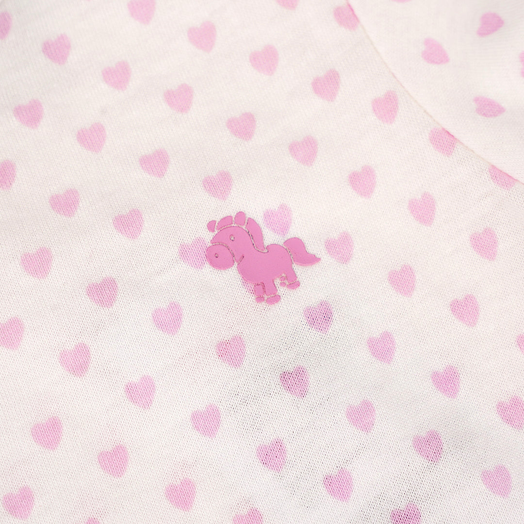 Poney Baby Girls White Sugary Hearts Short Sleeve Tee