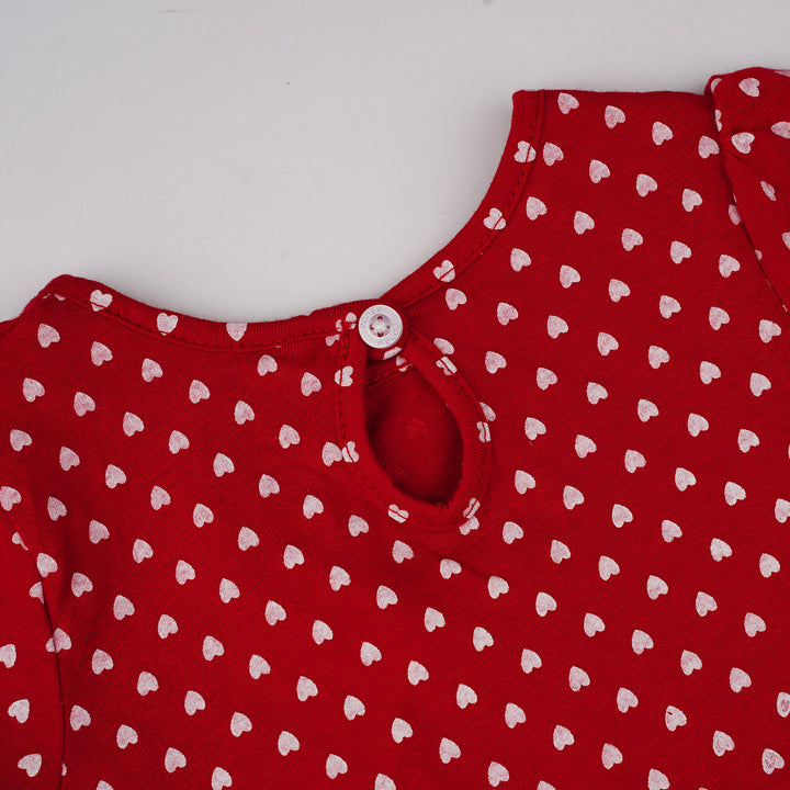 Poney Baby Girls Red Poppy Hearts Short Sleeve Tee