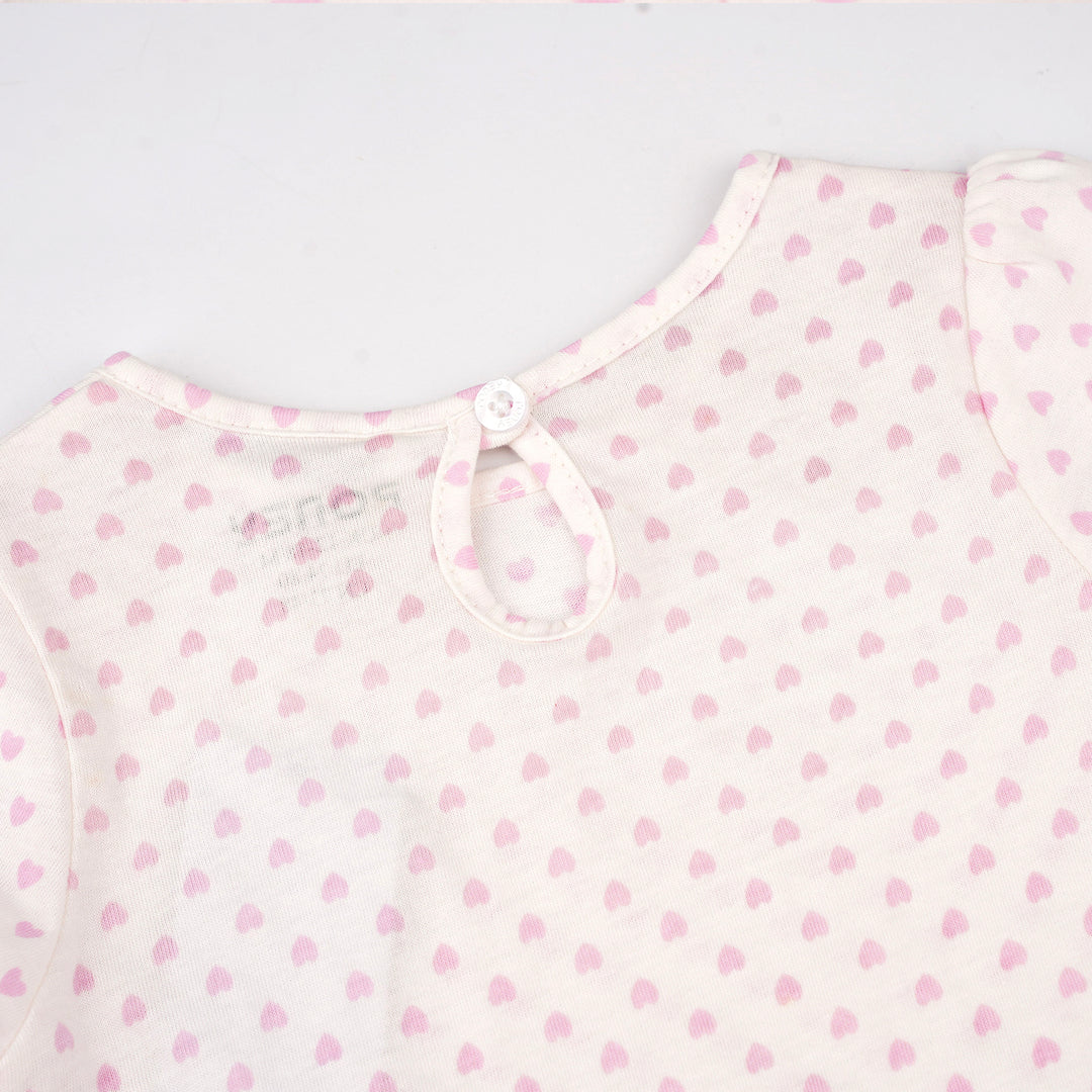 Poney Baby Girls White Sugary Hearts Short Sleeve Tee
