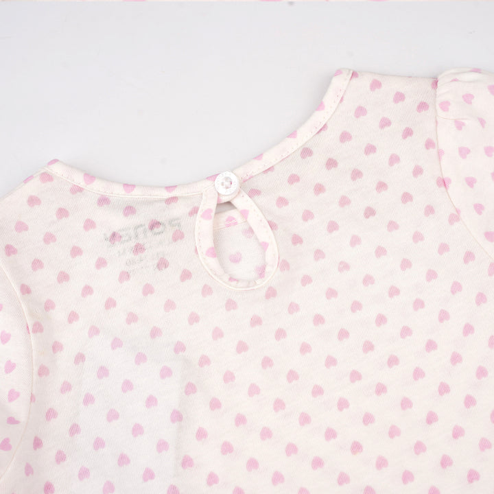 Poney Baby Girls White Sugary Hearts Short Sleeve Tee