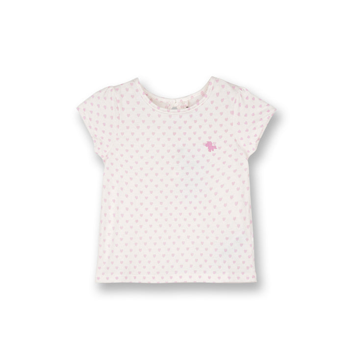 Poney Baby Girls White Sugary Hearts Short Sleeve Tee