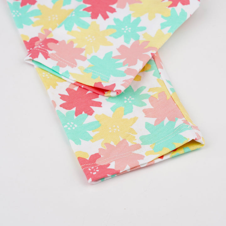 Poney Baby Girls White Vivid Flower Legging