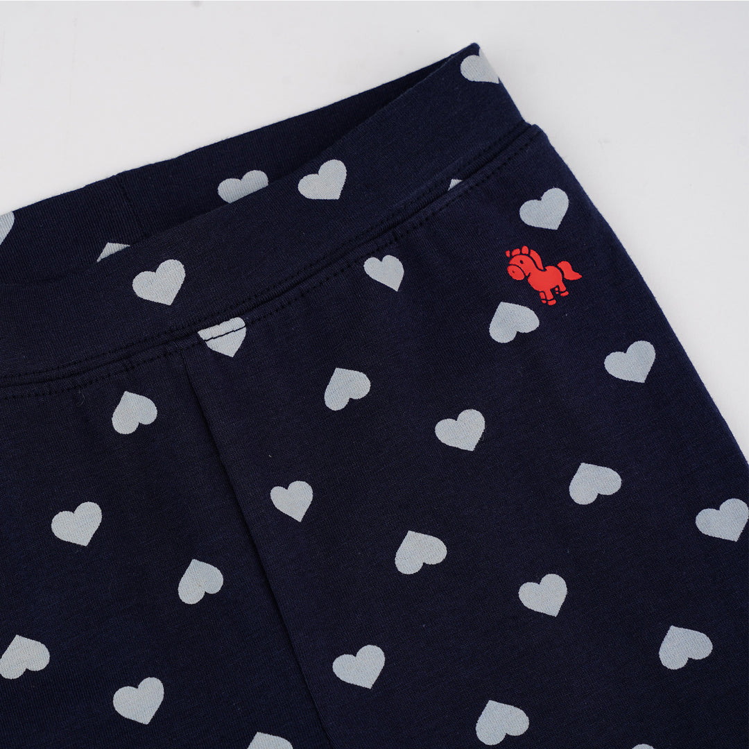 Poney Baby Girls Navy Midnight Heart Legging
