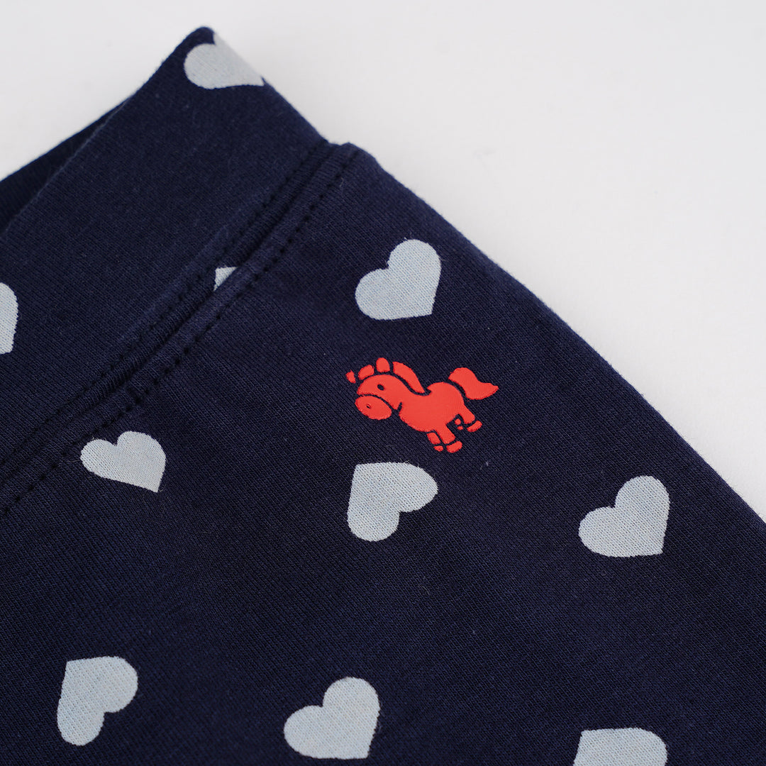 Poney Baby Girls Navy Midnight Heart Legging