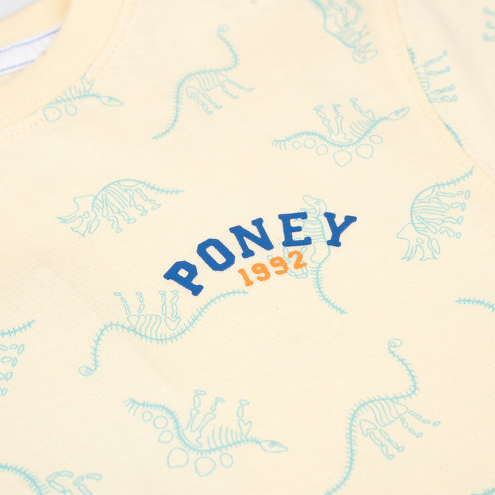 Poney Boys Light Yellow Dino Friends Fossil Short Sleeve Tee