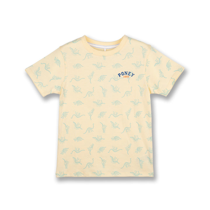 Poney Boys Light Yellow Dino Friends Fossil Short Sleeve Tee