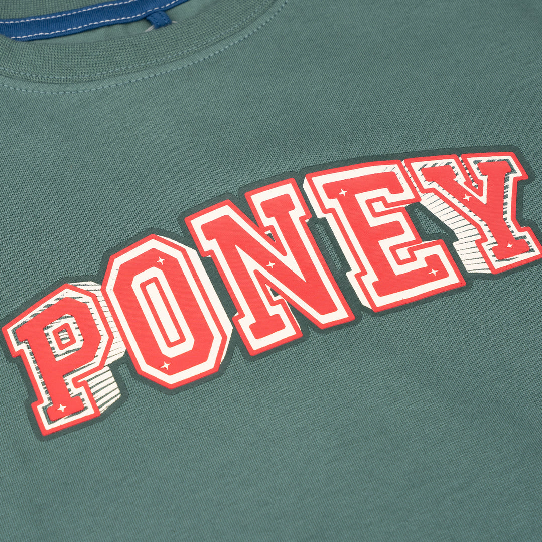 Poney Boys Green Army Poney Logo Short Sleeve Tee