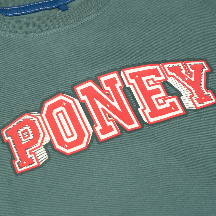 Poney Boys Green Army Poney Logo Short Sleeve Tee