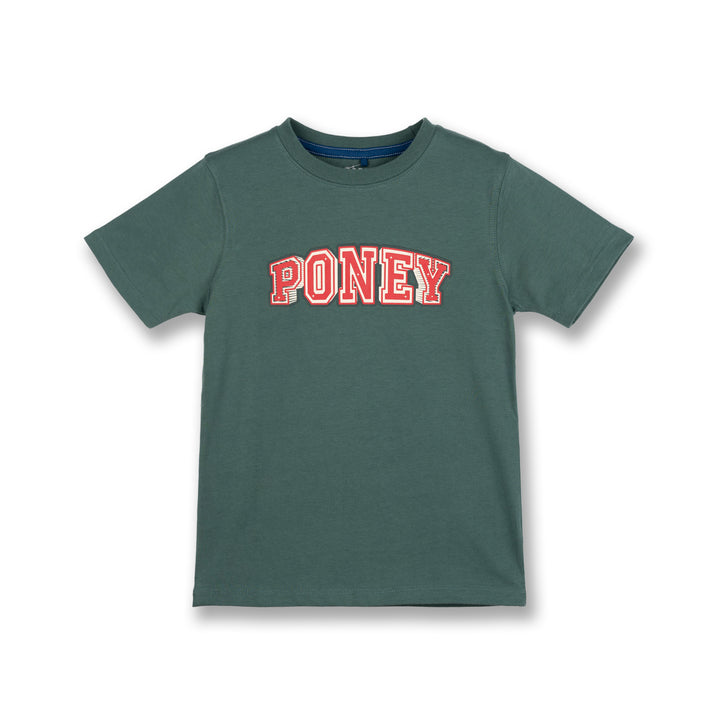 Poney Boys Green Army Poney Logo Short Sleeve Tee