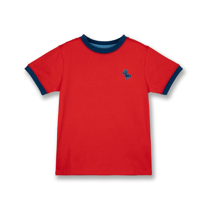 Poney Boys Red Poney Blue Logo Short Sleeve Tee