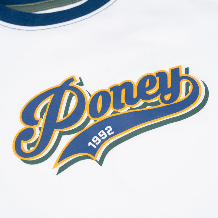 Poney Boys White Baseball Poney Logo Short Sleeve Tee