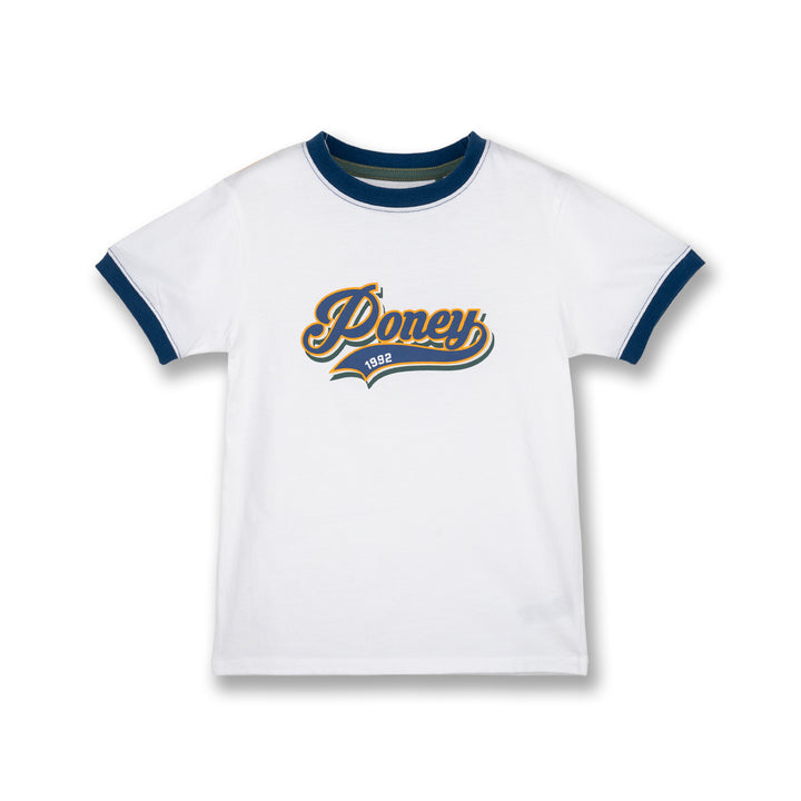 Poney Boys White Baseball Poney Logo Short Sleeve Tee