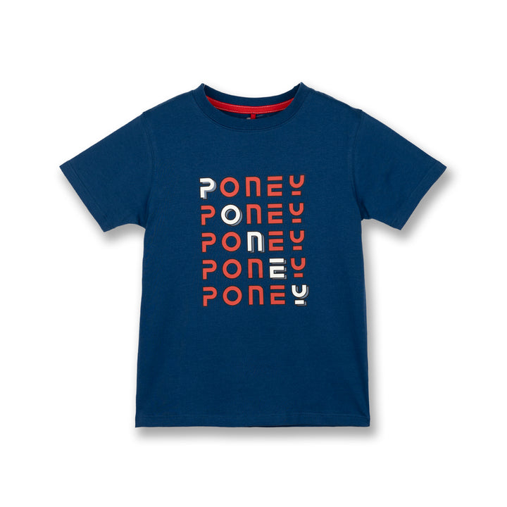 Poney Boys Navy Crosswords Poney Short Sleeve Tee