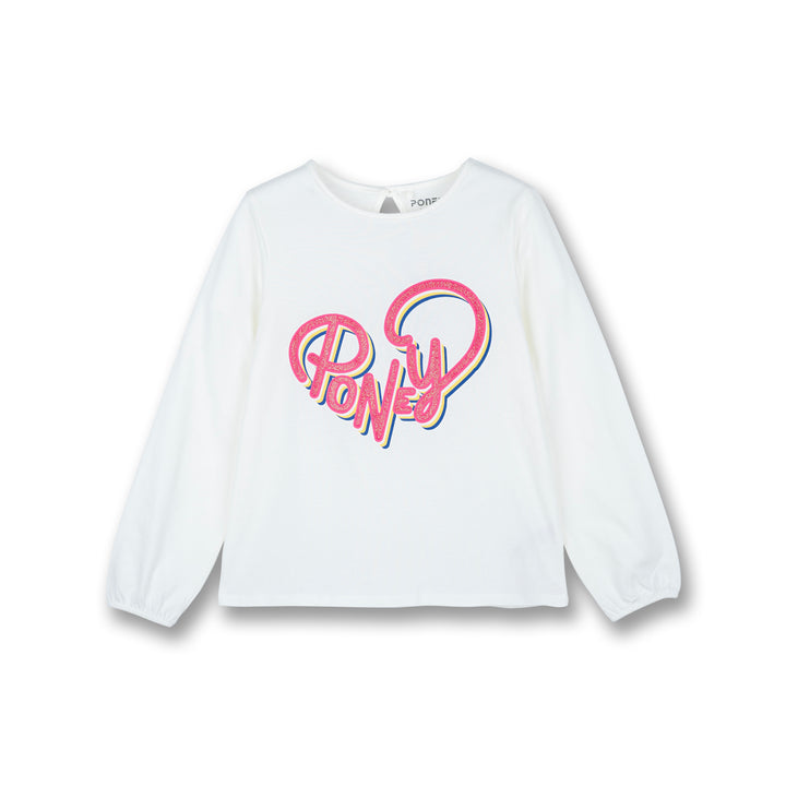 Poney Girls Cream Hearty Poney Love Long Sleeve Tee